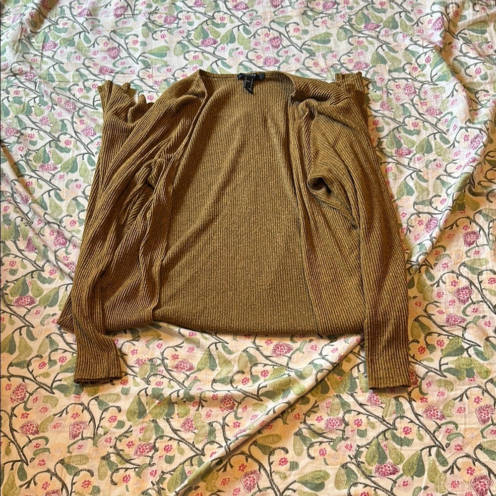 Olive Green Ribbed Cardigan